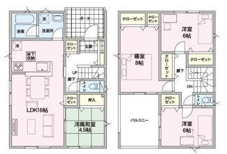【間取り】 | 新潟市東区山の下町第第4  1号 | 4LDKの間取り、駐車スペース２台可です('ω')ノ