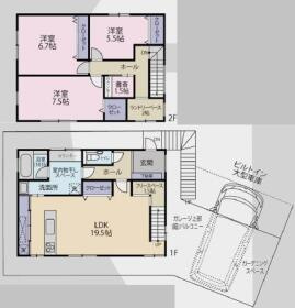 名谷町　中古戸建ての間取り|使い勝手のいい間取りで、ウォークインクローゼット・書斎やランドリールームまで！