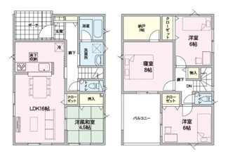 【間取り】 | 新潟市東区山の下町第4  2号 | 4LDK＋Sの間取り、駐車スペース２台可です('ω')ノ