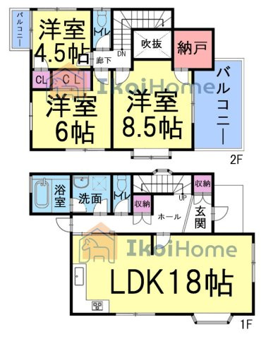 神戸市西区宮下1丁目　中古戸建の間取り|【ホームページに現地動画掲載中】●年中無休：当日予約可●南西向きLDK18帖で広々！ワイドバルコニー