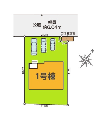 TERRACE　ひたちなか市足崎　2期 　限定1棟！の区画図|並列駐車可能で車庫入れラクラク！気になる他の物件と合わせての現地ご案内も可能です。HPから、またお電話でも、お気軽にお問い合わせください。

