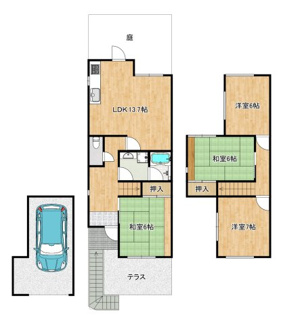 【間取り】 | 高倉台４丁　中古テラスハウス