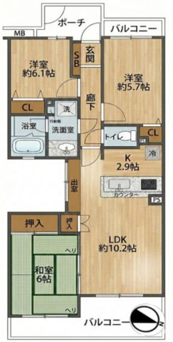 新柏ガーデニア東の街弍番館の間取り