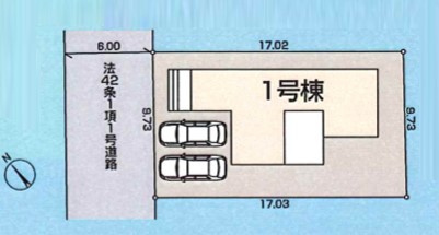 八王子市　山田町　新築一戸建て　７期の区画図|～6ｍ道路に面している整形地～