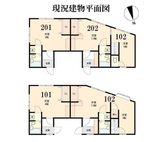 大阪府豊中市1棟収益アパート　メゾン・アン「三国駅徒歩6分」の間取り