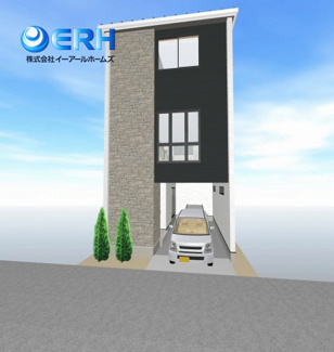 【外観パース】 | 琵琶町1丁目新築戸建 | 駐車場が2台可能なプランです。