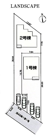 西多摩郡瑞穂町箱根ヶ崎　全２棟の区画図