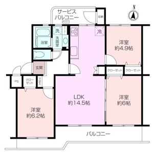 風通しの良い両面バルコニー、オールフローリングの3LDK！室内は新規リノベーション済♪