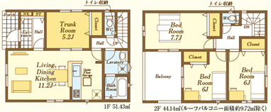 CRADLE GARDEN 川越市諏訪町第2　全８棟の間取り|3SLDK