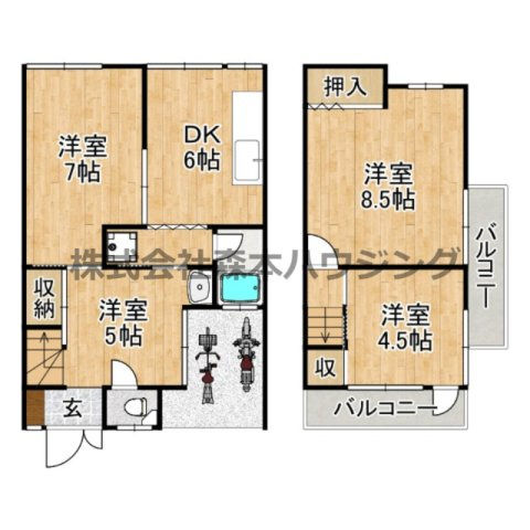 【間取り】 | 　寝屋川市黒原城内町5貸家
