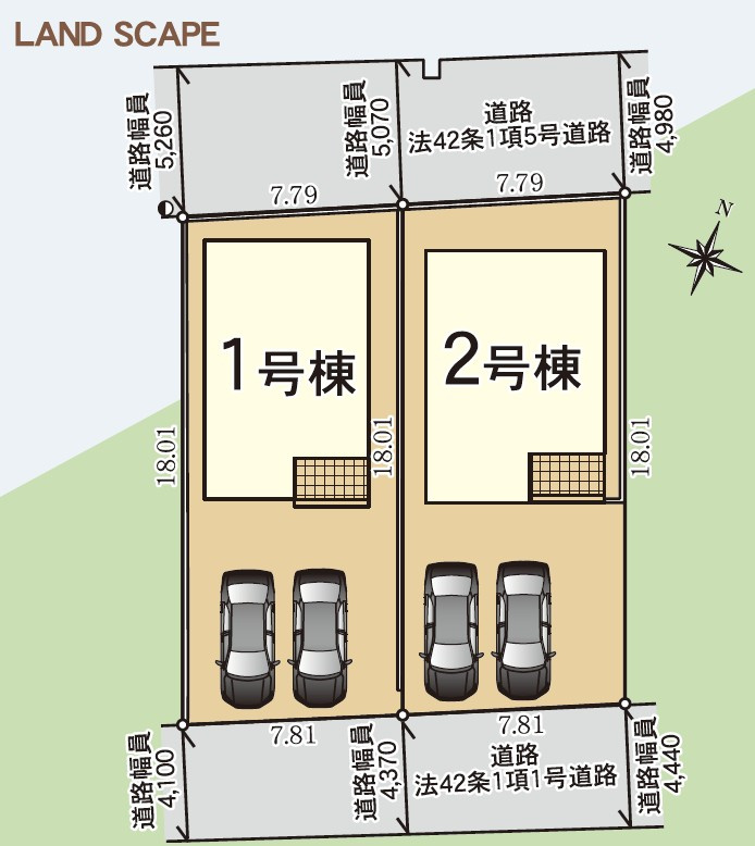 丸亀市原田町の新築一戸建の区画図