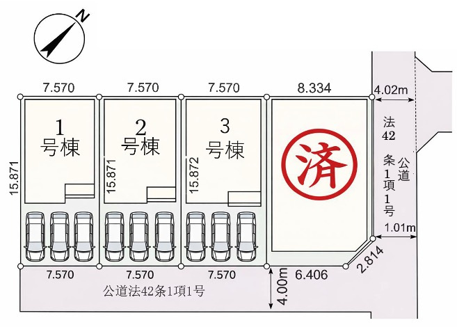 [新築住宅] 鴻巣市東 第4 全4棟の区画図