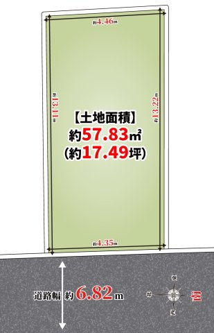 【区画図】 | 尼崎市南武庫之荘3丁目、新築戸建て♪ | 【区画図】
前面道路約6.8ｍ♪
スーパーや薬局、病院、公園など徒歩約6分圏内！