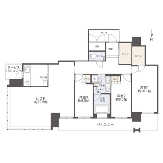 【間取り】 | MJR堺筋本町タワー | 【間取り】35階・北東角住戸！LD天高2.65m&大阪城ビューの開放的な空間☆