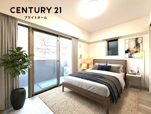 デュオステージ横濱天王町の洋室|窓からの光が嬉しい洋室です。
収納もあり、荷物が多い方にも安心です♪
※家具等はCGでの参考レイアウトです。