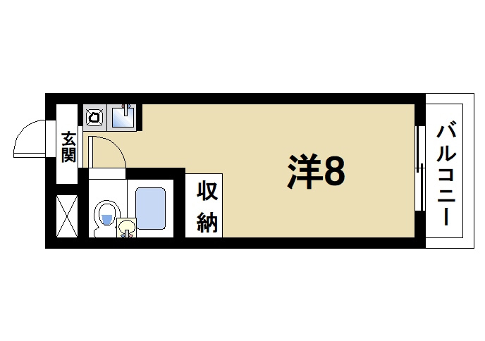 万葉Ⅱ（マンション万葉Ⅱ）の間取り|単身者向けの間取りです
