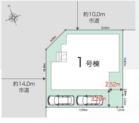 青梅市新町７丁目　新築平家戸建全1棟の区画図