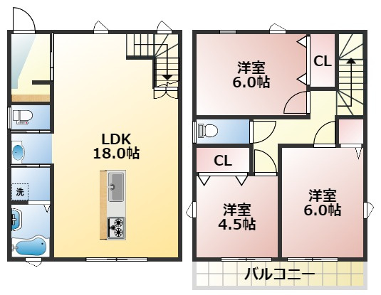 熊本市中央区出水６丁目の一戸建ての間取り