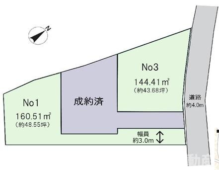 藤沢市本鵠沼3丁目　売地　全２区画の土地図|対象No1
