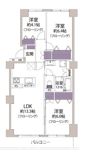 ネオハイツ茅ケ崎の間取り|3LDK