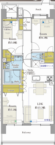 コスモ巣鴨シティフォルムの間取り