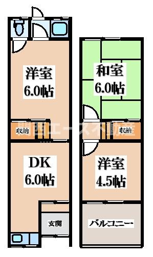 【間取り】 | 北条２丁目貸家