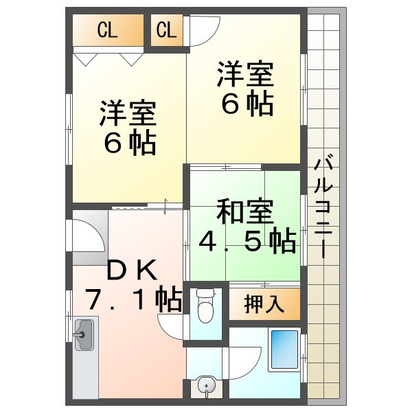 潮見ヶ丘コーポラスの間取り