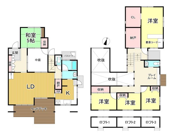 知多市つつじが丘3丁目の間取り|5SLDK+ロフト+吹抜♪