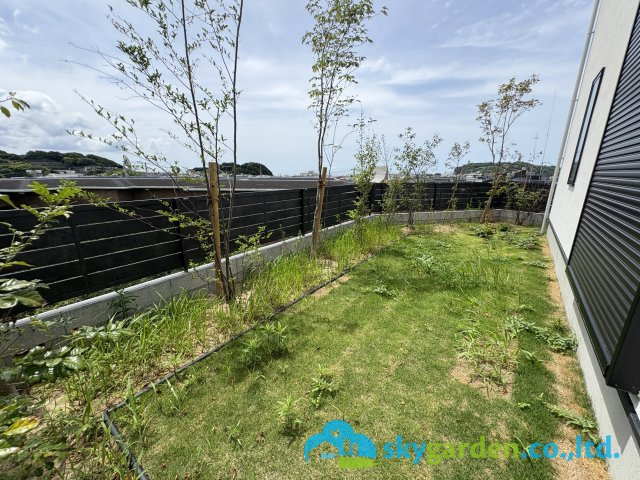 鎌倉市腰越Ⅱ　新築戸建　１邸の庭|庭からも江の島や大島が見えます