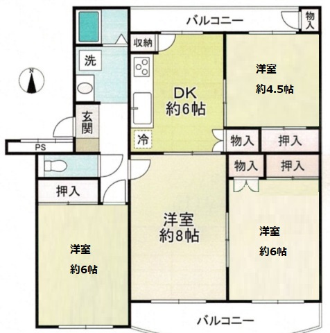 白川台ハイツ7号棟の区画図