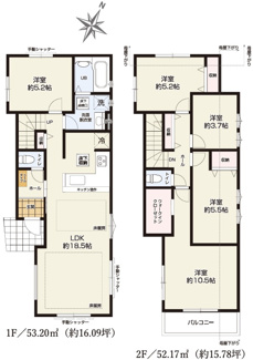 【間取り】 | 【仲介手数料無料！！】府中市浅間町4丁目　新築戸建て（全2棟）1号棟　6199万円