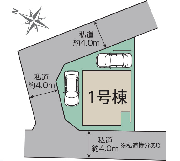 蓮田　新築一戸建て　ブルーミングガーデン　01の区画図|1号棟