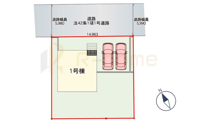 水戸市笠原町第6　新築戸建て　1号棟の区画図|大きなお買い物だからこそ、メリット・デメリットを伝えさせて頂きます。
R-homeにお任せください♪
