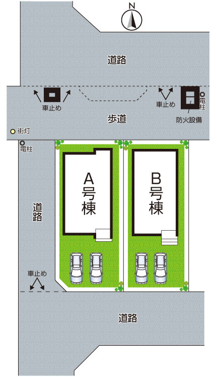 神戸市北区鹿の子台北町　新築一戸建ての区画図|全２区画