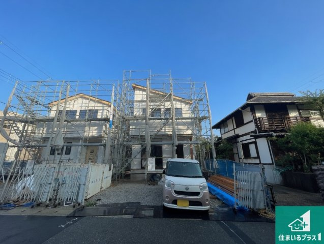 神戸市北区鹿の子台北町　新築一戸建ての外観|現在の進捗状況です！順調に作業進行中、完成が待ち遠しいです！詳細の間取り等、お気軽にお問い合わせください！
