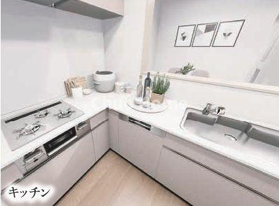 台東区竜泉3丁目新築分譲住宅のキッチン|システムキッチンパース