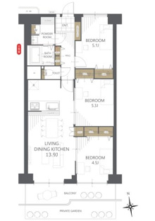 【間取り】コープ野村府中是政 