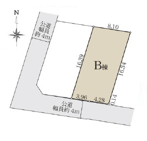 茅ヶ崎市浜竹4丁目　新築戸建　全2棟B号棟の区画図