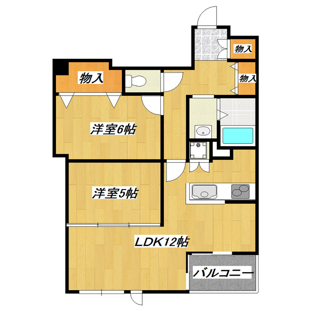 PRISM COURT 平井の間取り|オールフローリングの２ＬＤＫです。