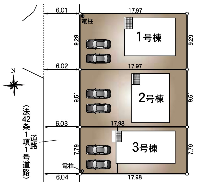 小野市神明町　第10　全3棟1号棟　新築戸建の駐車場|【ホームページに現地動画掲載中】●年中無休：当日予約可●全3区画の分譲地！全棟お車並列2台駐車可能！