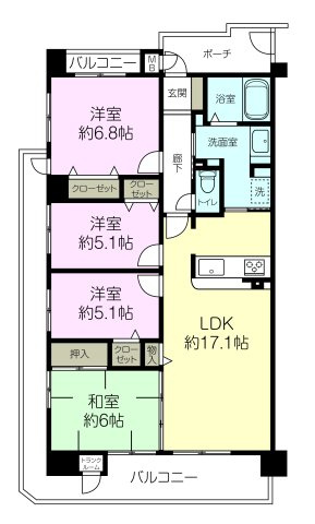 神戸市東灘区深江南町１丁目の中古マンションの間取り