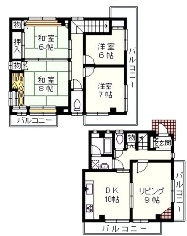 花屋敷荘園2丁目の間取り|全室６帖以上のゆとりある室内
和室が隣接しており、続き間としてお使いいただくことも出来ます
