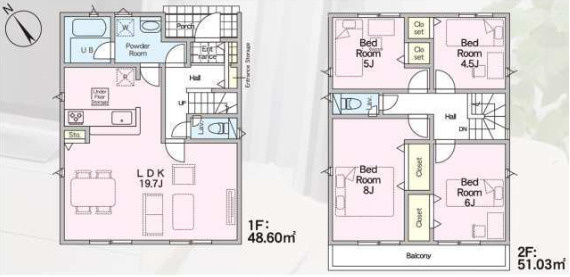 鴻巣市筑波　第5　Ⅱ期　新築一戸建て　グレイドルガーデン　01の間取り|【全3棟・1号棟】鴻巣市筑波　第5　Ⅱ期　新築一戸建て　グレイドルガーデン　01・4LDK・土地面積132.29m2・建物面積99.63m2