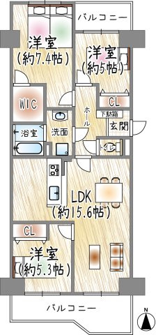 ベルヴェデールイトーピア武庫川の間取り|3LDK