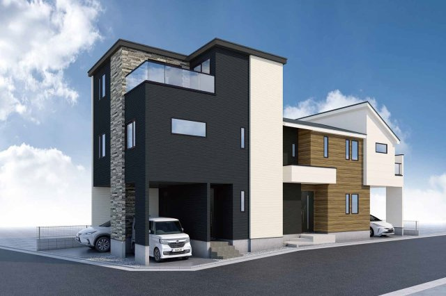 江戸川区平井1丁目　新築戸建て　全2棟の外観パース