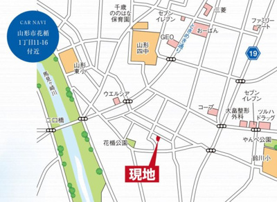 【地図】 | ＧＲＡＦＡＲＥ　山形市花楯４期　３号棟 | ★内覧予約でブランド米2kg★
