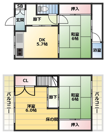 【間取り】 | 岡5丁目戸建