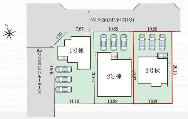 【区画図】 | ＧＲＡＦＡＲＥ　山形市浜崎２期　３号棟 | ★内覧予約でブランド米2kg★