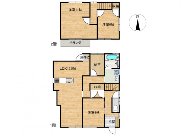 リフォーム済中古戸建　岐阜市芥見南山2丁目　昭和55年築の間取り