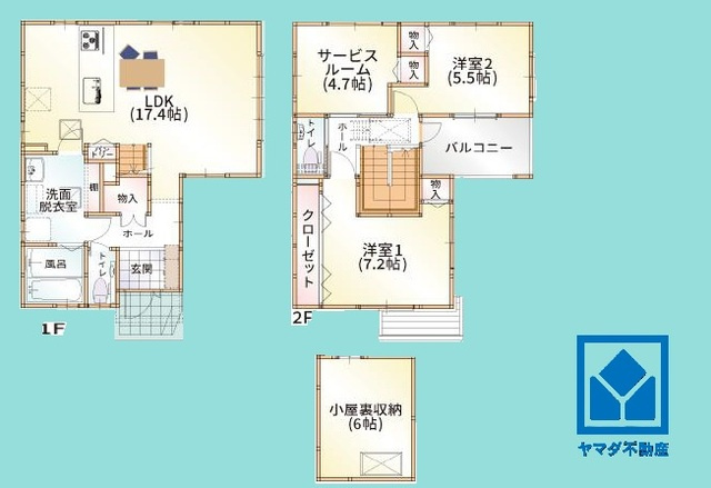 尼崎市東園田町2丁目の間取り|3LDK、土地面積96.67平米、建物面積92.62平米、木造2階建。6号地です。区画それぞれ間取りが違うので、ライフスタイルに合わせてご検討ください。